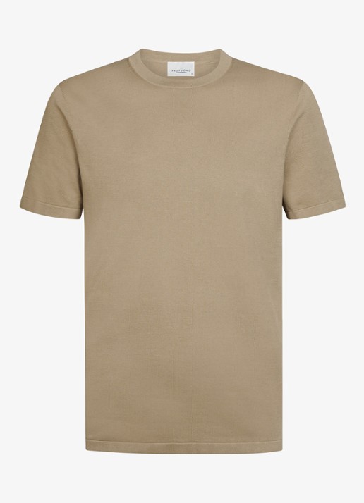 Profuomo Aero ease T-shirt met stretch - voorkant 2 beige