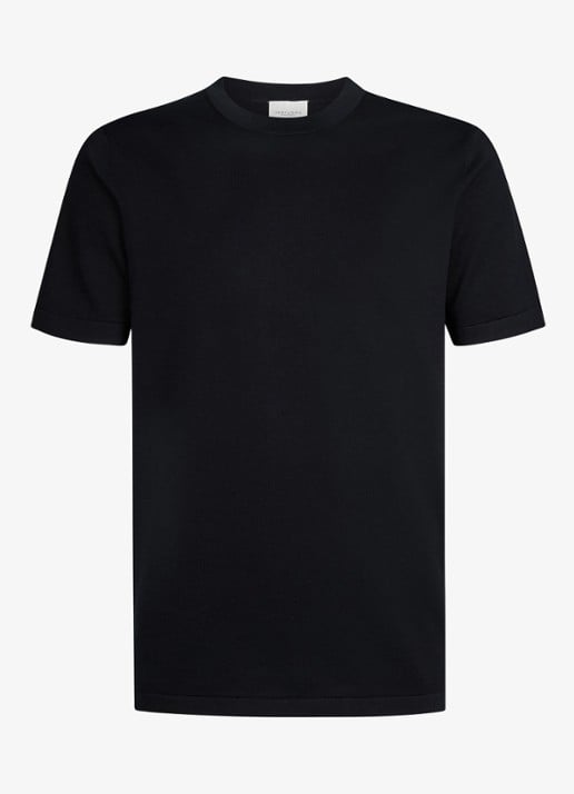 Profuomo Aero ease T-shirt met stretch - voorkant donkerblauw