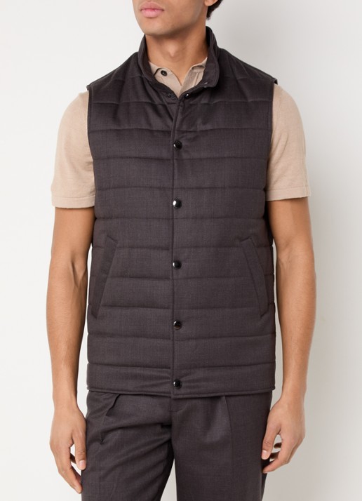 Profuomo Bodywarmer met steekzakken - detail donkerbruin