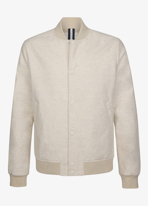 Profuomo Bomber van katoen linnen - detail 4 gebroken wit