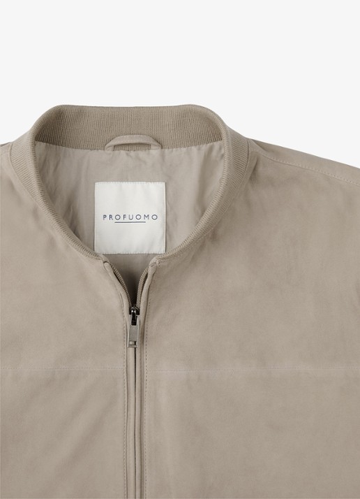Profuomo Bomber van suede - detail 3 beige