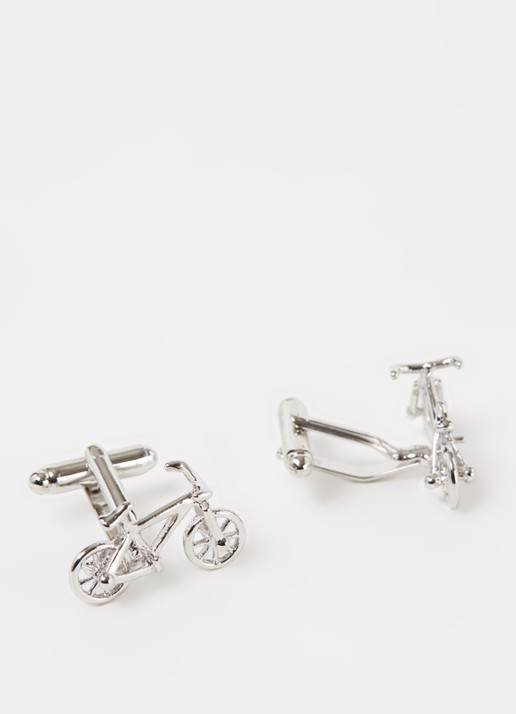 Profuomo Fiets manchetknopen - detail zilver