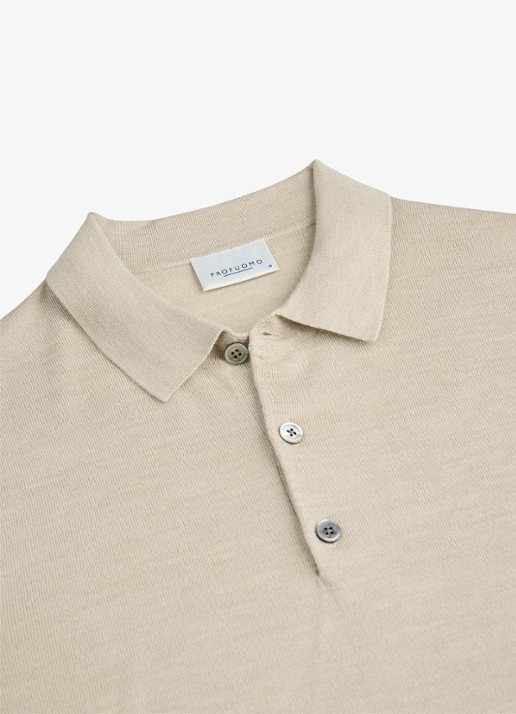 Profuomo Fijmngebreide trui van wol met polokraag - detail 2 donkerblauw