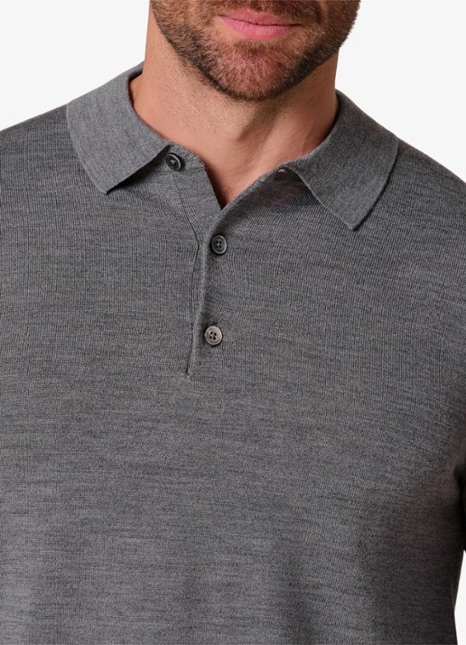 Profuomo Fijmngebreide trui van wol met polokraag - detail 3 grijs