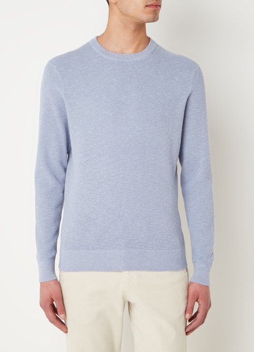 Profuomo Fijngebreide pullover met ronde hals