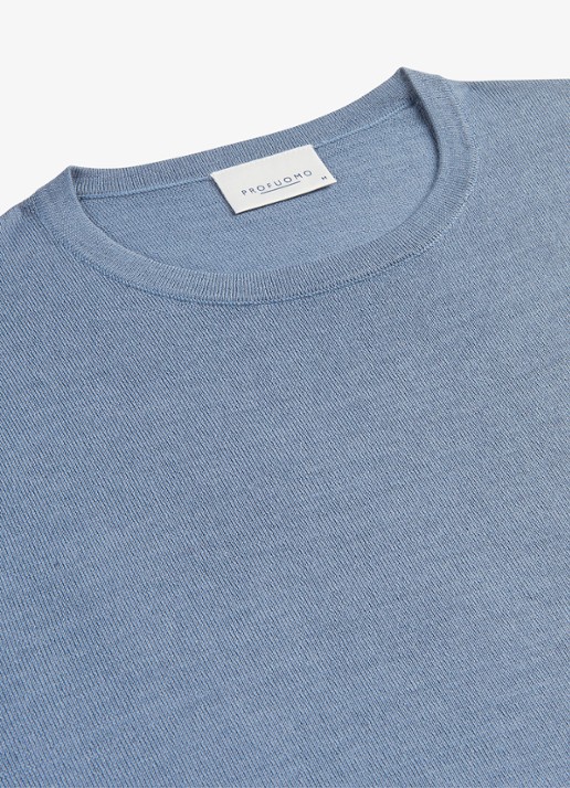 Profuomo Fijngebreide pullover van merino wol - detail 3 blauw