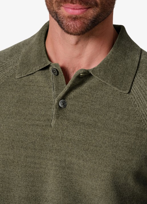 Profuomo Fijngebreide trui in wolblend met polokraag - detail 4 groen