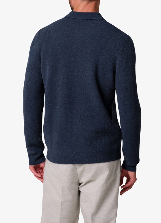 Profuomo Fijngebreide trui in wolblend met polokraag - achterkant 6 blauw