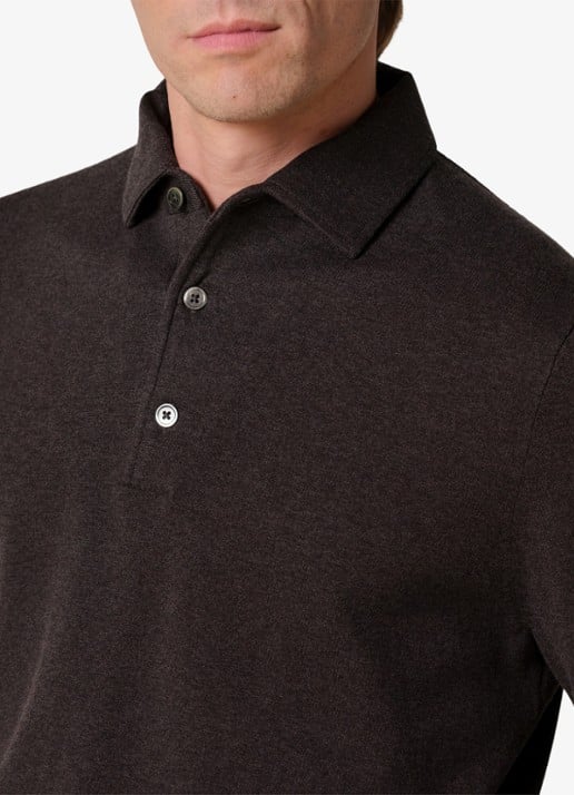 Profuomo Fijngebreide trui in wolblend met polokraag - detail 6 donkerbruin