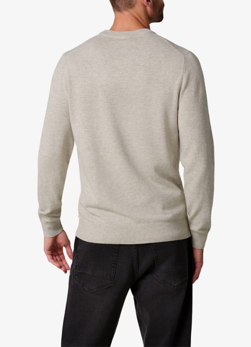 Profuomo Fijngebreide trui in wolblend met ronde hals - achterkant 3 beige