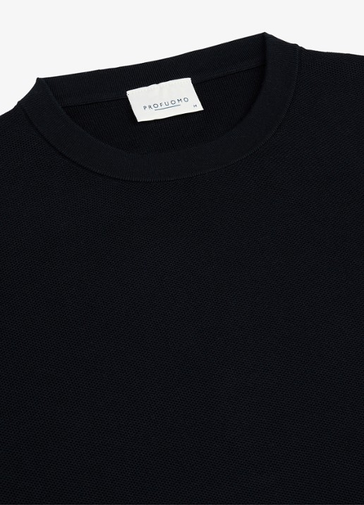 Profuomo Fijngebreide trui met ronde hals - detail 5 blauw
