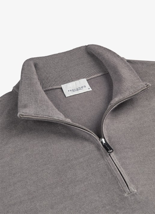 Profuomo Fijngebreide trui van merino wol - detail 5 grijs
