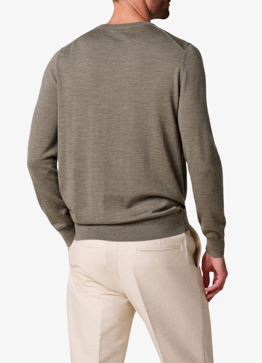Profuomo Fijngebreide trui van merino wol - achterkant 6 taupe