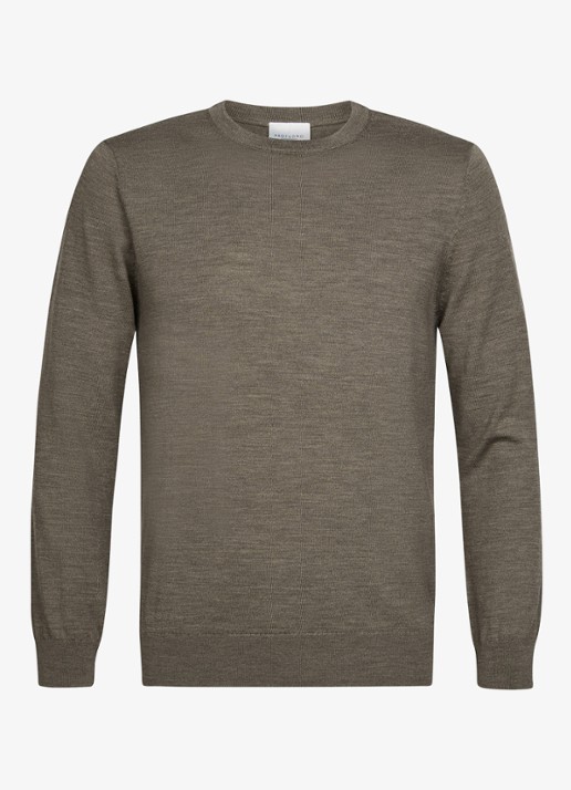 Profuomo Fijngebreide trui van merino wol - voorkant 4 taupe