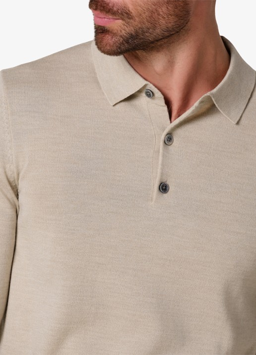 Profuomo Fijngebreide trui van wol met polokraag - detail 5 beige