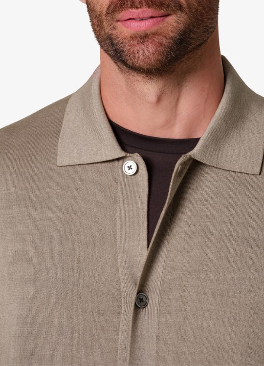 Profuomo Fijngebreide trui van wol - detail 3 beige
