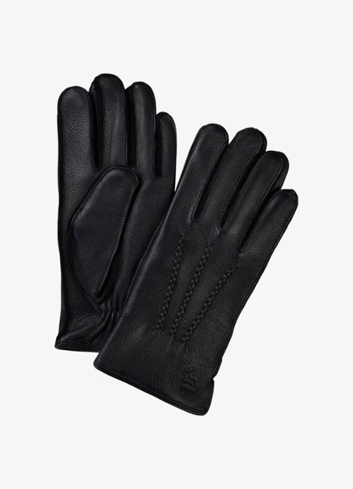 Profuomo Handschoenen van leer - voorkant 2 zwart