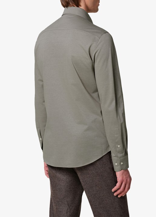 Profuomo Japanese knitted slim fit overhemd - achterkant bruin
