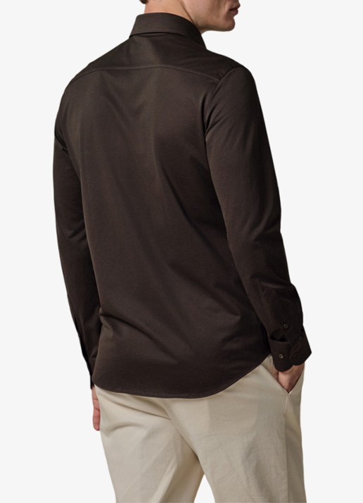 Profuomo Japanese knitted slim fit shirt - achterkant 5 bruin