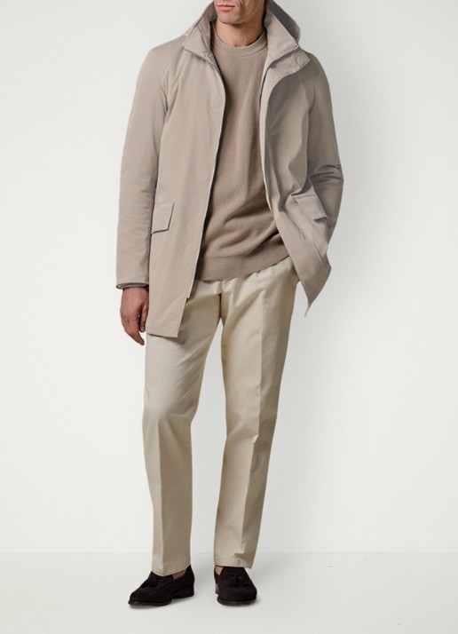 Profuomo Jas met capuchon - voorkant 2 beige