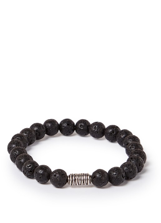 Profuomo Kralenarmband met lavasteen PP1K000209 - voorkant zwart