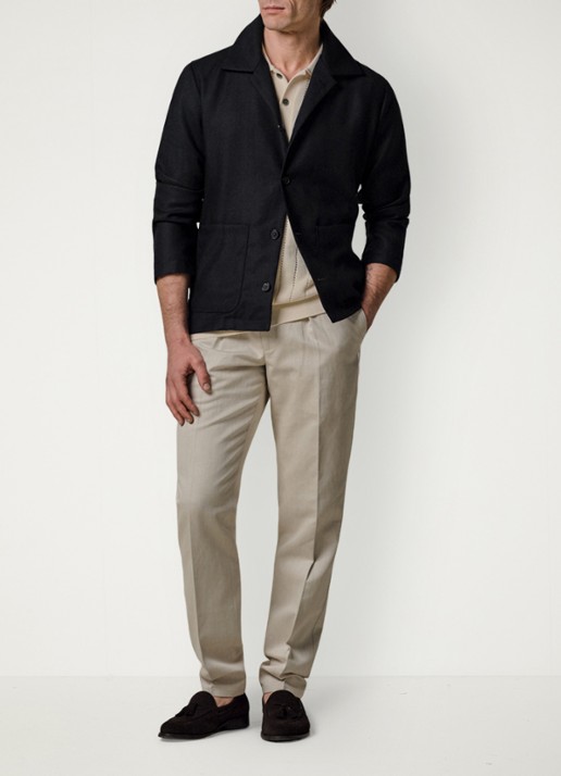 Profuomo Light wol overshirt - voorkant 2 donkerblauw