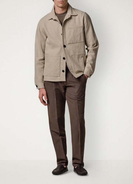 Profuomo Linen overshirt - voorkant 2 beige