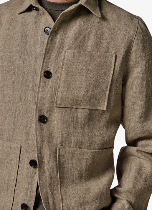 Profuomo Linen overshirt - voorkant beige