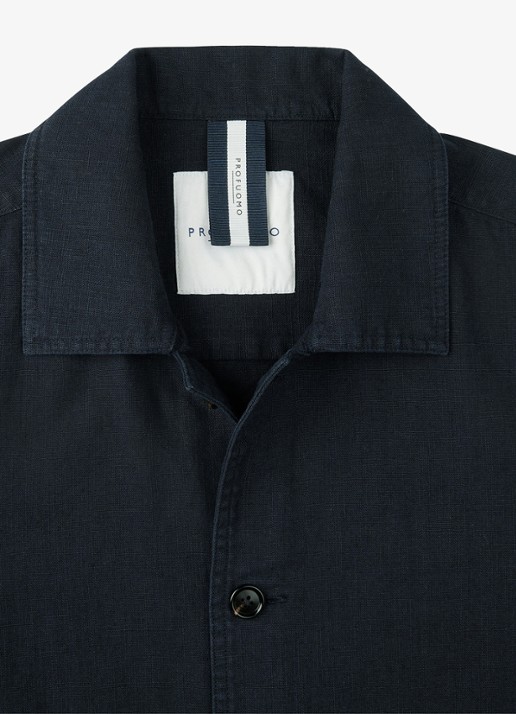 Profuomo Linen overshirt - detail 6 blauw