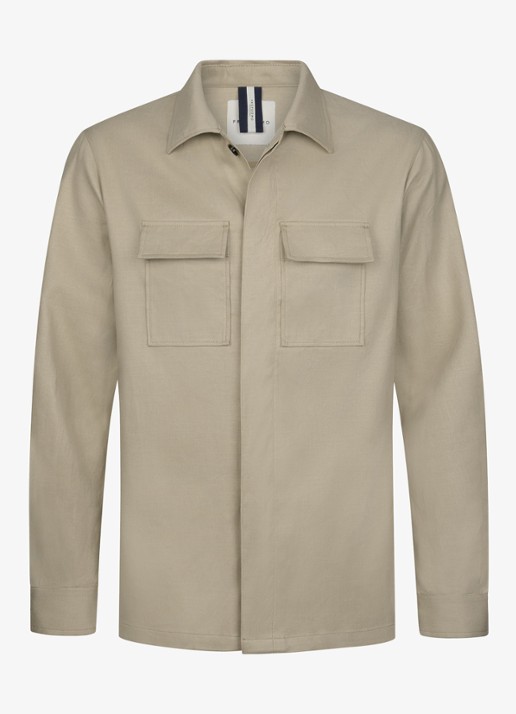 Profuomo Linen overshirt - voorkant 2 beige