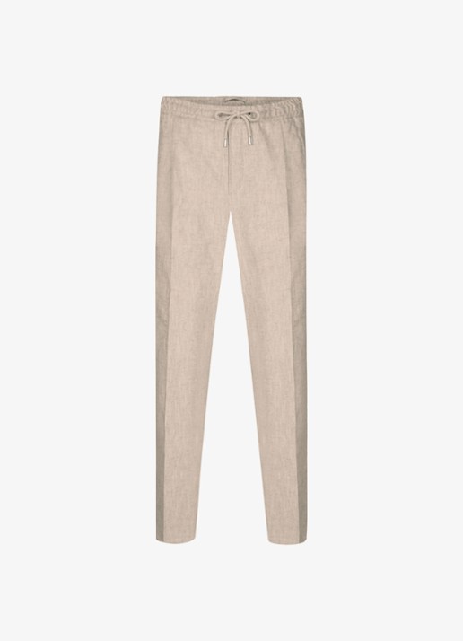 Profuomo Loose fit broek in linnenblend - voorkant 2 beige