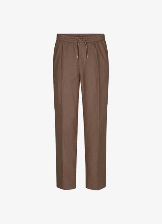 Profuomo Loose fit broek in linnenblend - voorkant clay