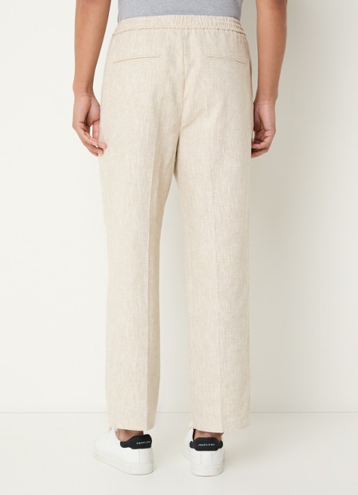 Profuomo Loose fit chino in linnenblend met trekkoord - achterkant beige
