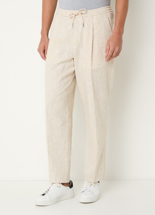 Profuomo Loose fit chino in linnenblend met trekkoord - detail 4 beige
