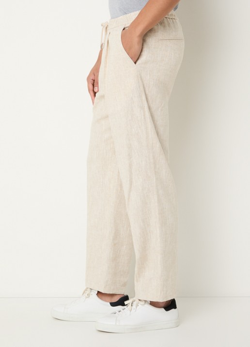 Profuomo Loose fit chino in linnenblend met trekkoord - detail 5 beige