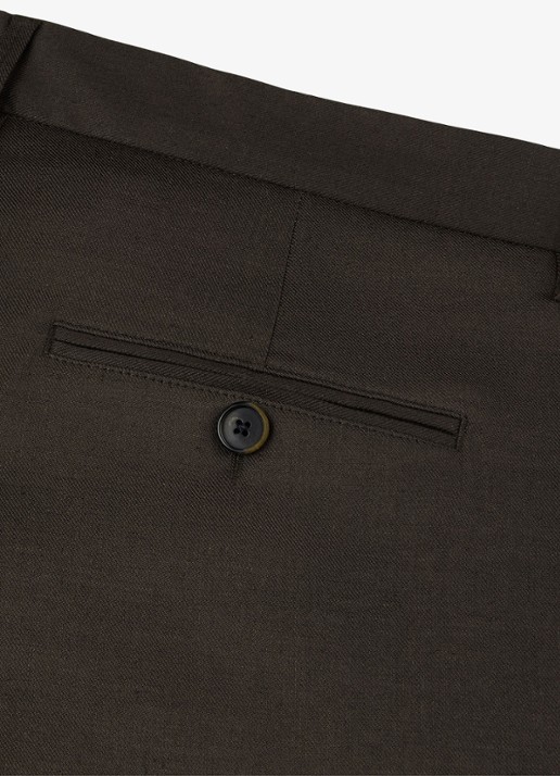Profuomo Loose fit chino in linnenblend - detail 6 donkerbruin