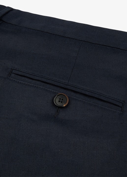 Profuomo Loose fit chino in linnenblend - detail 6 donkerblauw