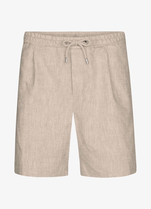 Profuomo Loose fit korte broek in linnenblend - voorkant 5 beige