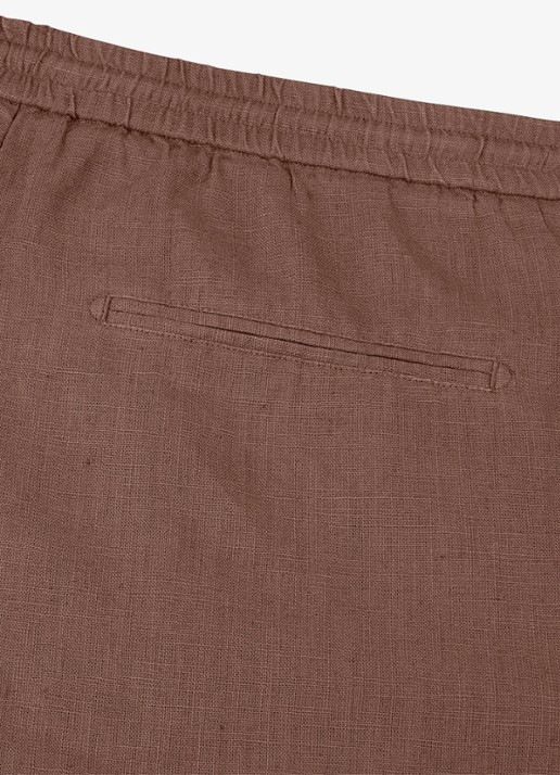 Profuomo Loose fit korte broek in linnenblend - detail 4 clay