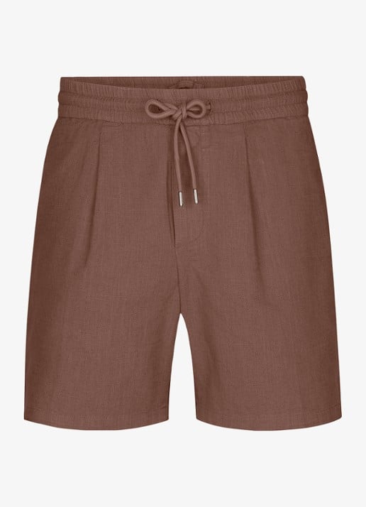 Profuomo Loose fit korte broek in linnenblend