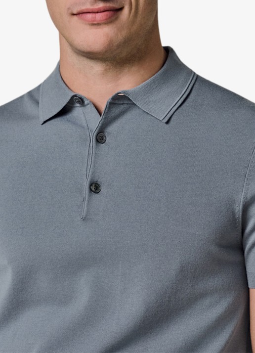 Profuomo Luxury basic polo in lyocell blend - detail 2 blauwgrijs
