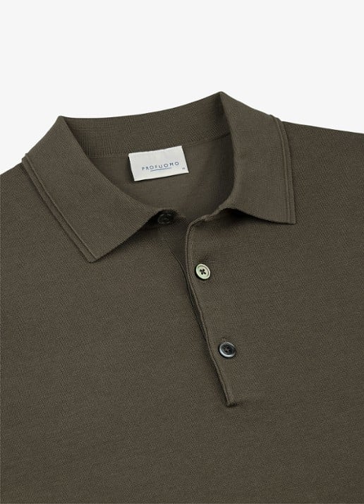Profuomo Luxury basic polo in lyocell blend - detail 6 bruin