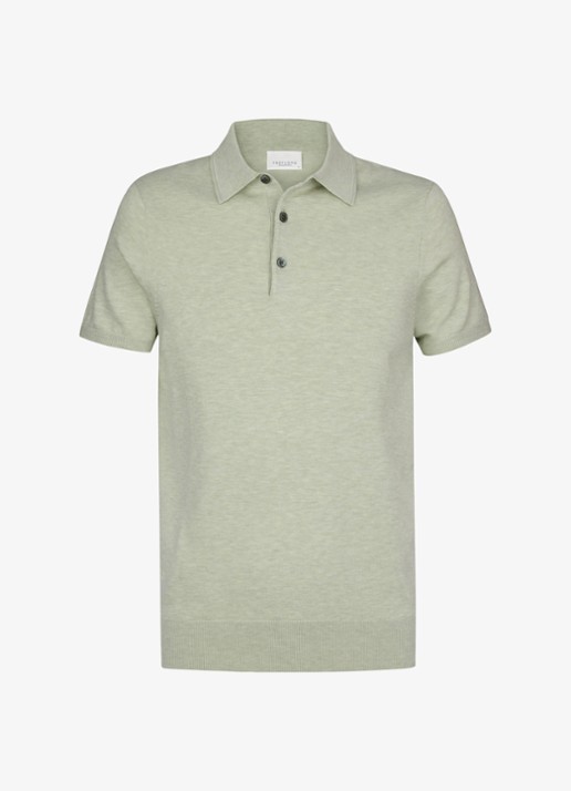 Profuomo Luxury basic polo in lyocell blend - voorkant lichtgroen