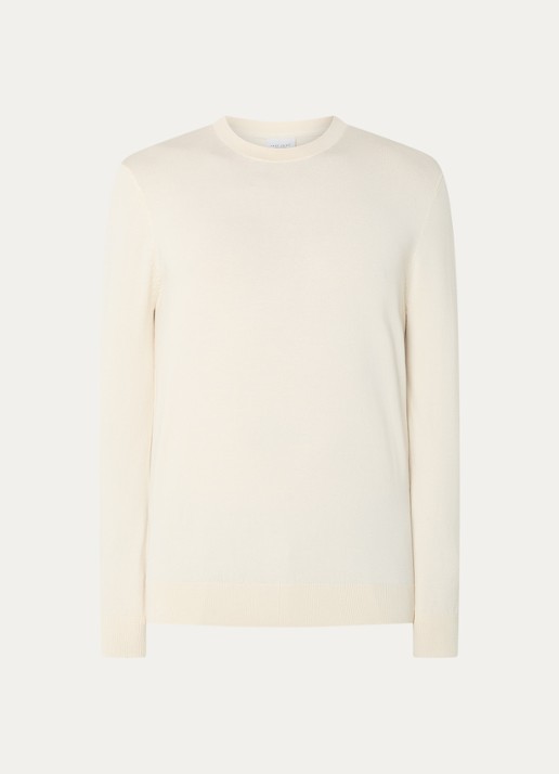 Profuomo Luxury fijngebreide pullover  - voorkant 2 gebroken wit