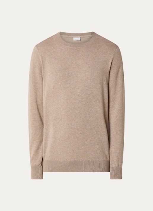 Profuomo Luxury fijngebreide pullover  - voorkant beige