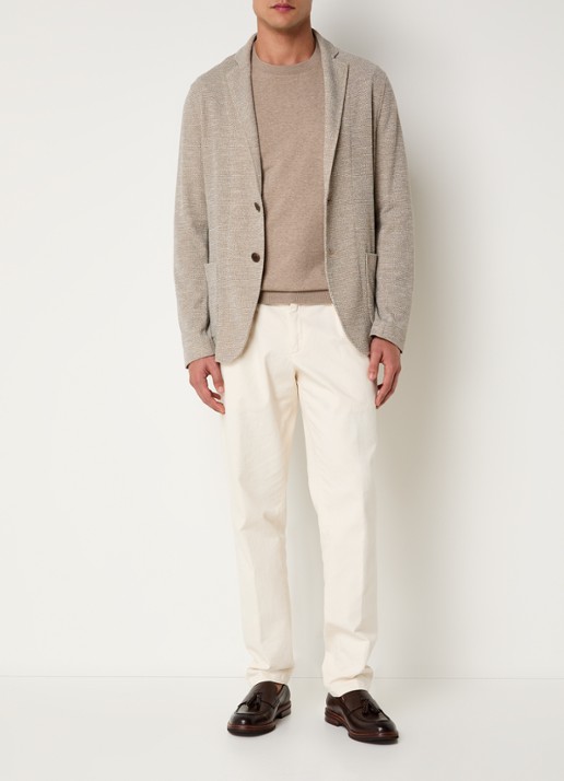 Profuomo Luxury fijngebreide pullover  - voorkant 2 beige