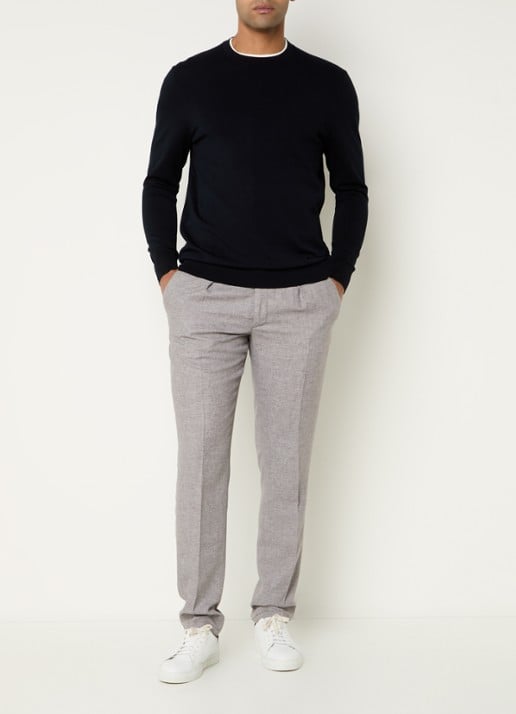 Profuomo Luxury fijngebreide pullover  - voorkant 2 donkerblauw