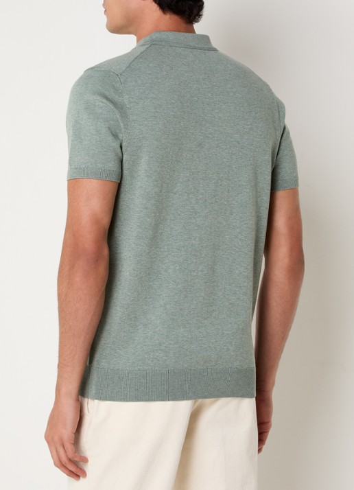Profuomo Luxury regular fit polo  met gemêleerd dessin - achterkant 2 lindegroen