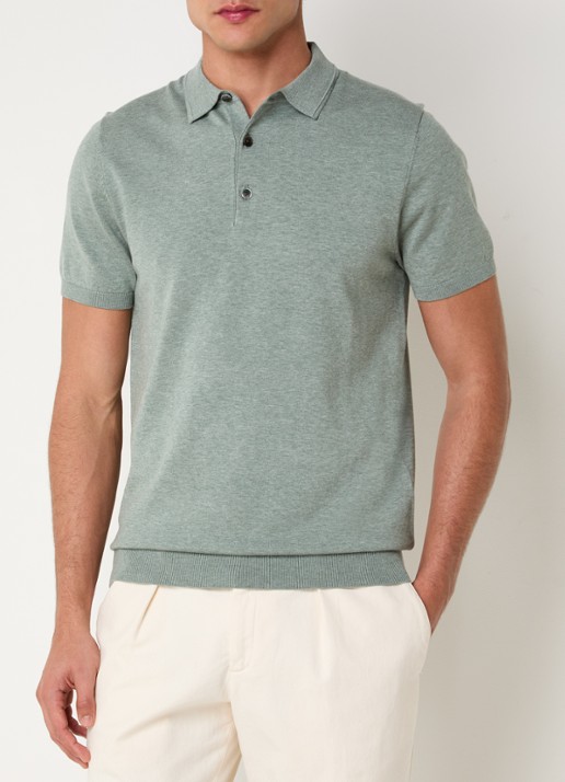 Profuomo Luxury regular fit polo  met gemêleerd dessin - detail lindegroen