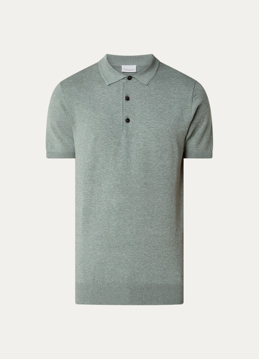 Profuomo Luxury regular fit polo  met gemêleerd dessin - voorkant 3 lindegroen